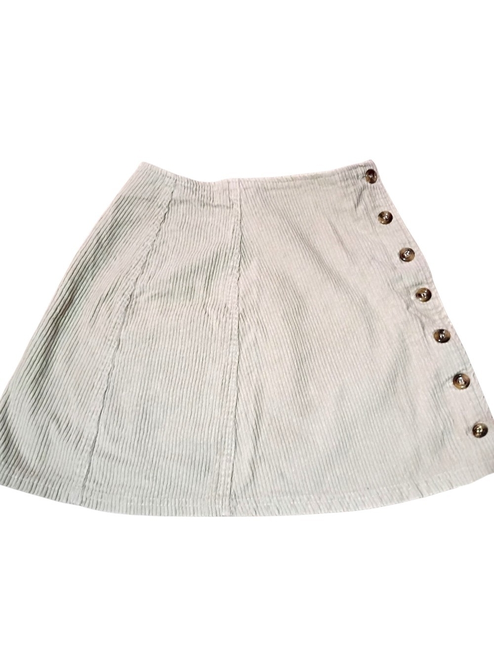 Women’s Cream Corduroy Button-Accent A-Line Skirt